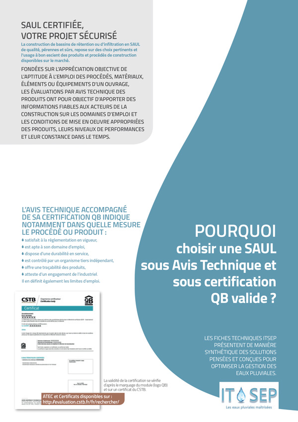 Pourquoi choisir une SAUL sous avis technique et sous certification QB valide ?